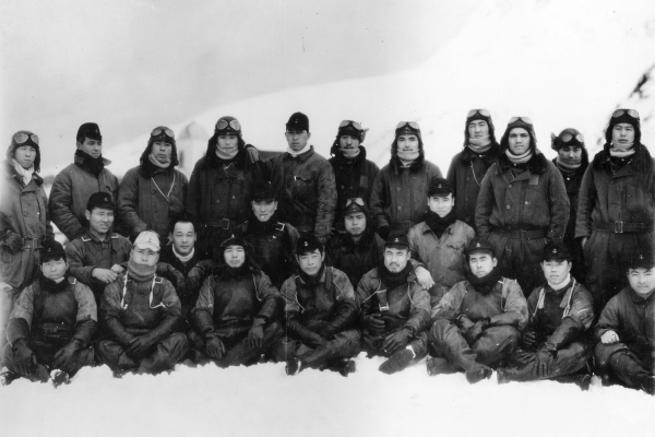 The pilots of a Japanese float plane squadron based on Attu. The photo was part of the intel trove captured on the island.