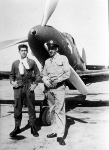 Johnson, at left, with Art Rice. They served together in the 54th Pursuit Group before the war, and ended up in the Aleutians in 1942 flying P-39's against Japanese-held Kiska Island.